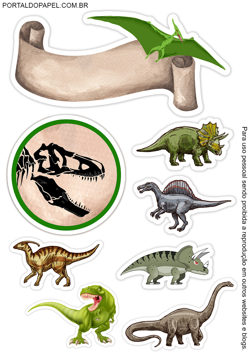 Topo de Bolo Dinossauro para imprimir