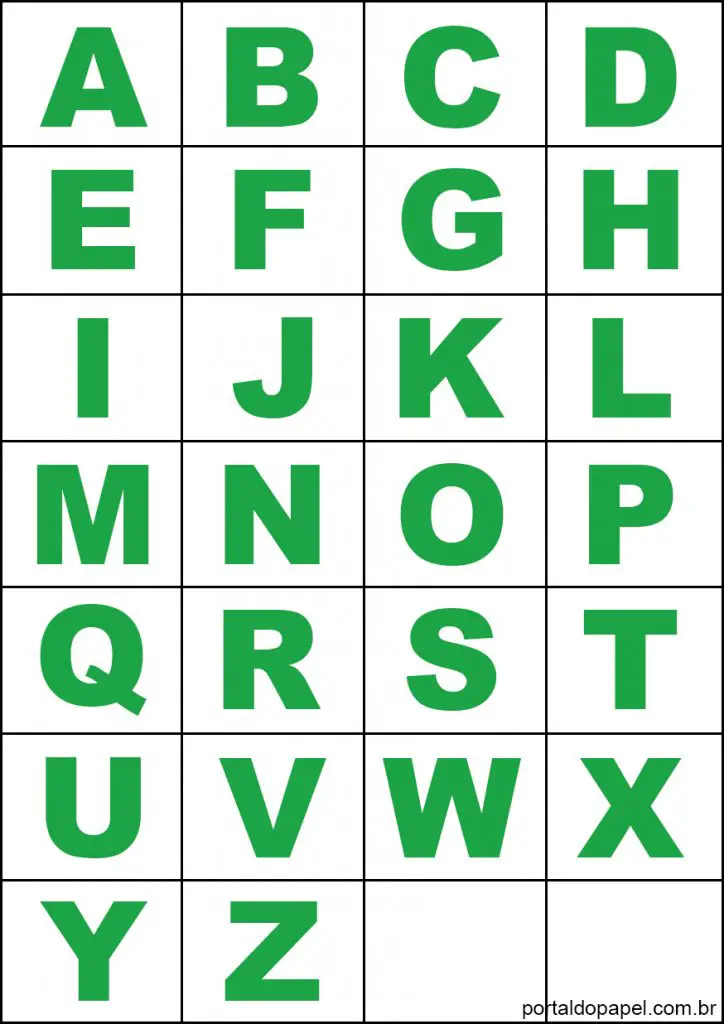 alfabeto movel para imprimir colorido verde